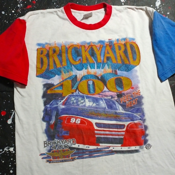Nascar Other - NASCAR vintage 90s Brickyard 400 graphic Hunter Sportswear racing ringer tee